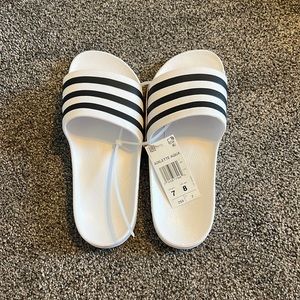 White Adidas Slides